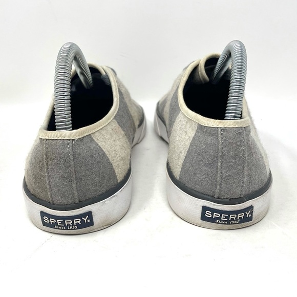 Sperry Pier View Striped Wool‎ Lace Up Sneakers Gray Cream Womens 9 - Picture 5 of 8